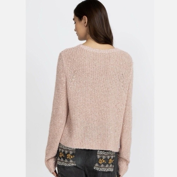 Johnny Was Pink Blush Sequin Alpaca Wool Cozy Sweater Crew Neck Sz Large Office - Picture 12 of 12